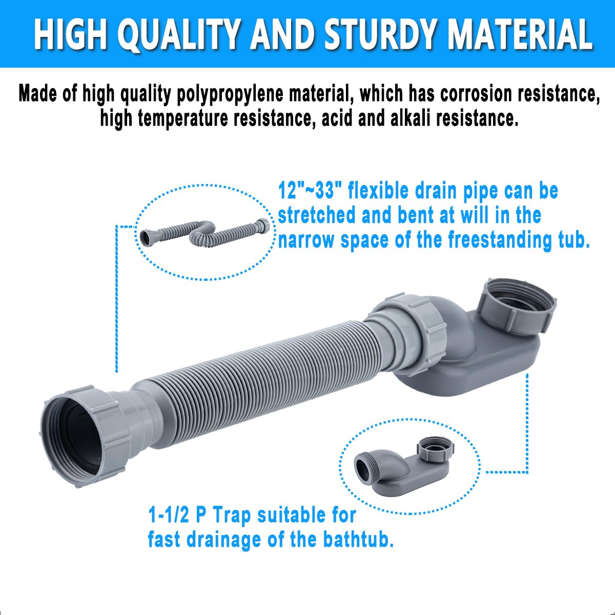 Cinsda bath drain kit with sealing tape for quick, secure installation