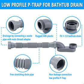 Cinsda flat P-trap in freestanding tub drainage setup, space-saving