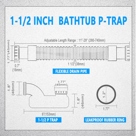 Cinsda flexible drain pipe extended length for tight bathroom spaces