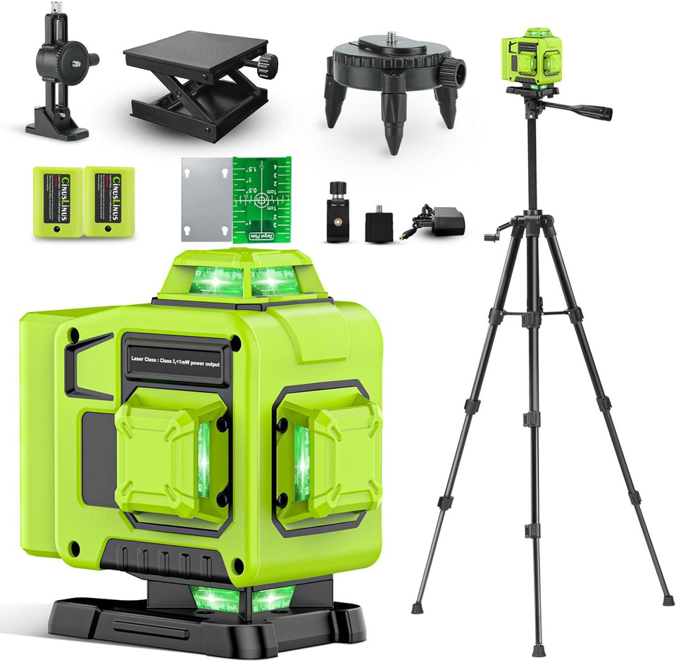 CinusLinus laser level on tripod for fast, stable setup.