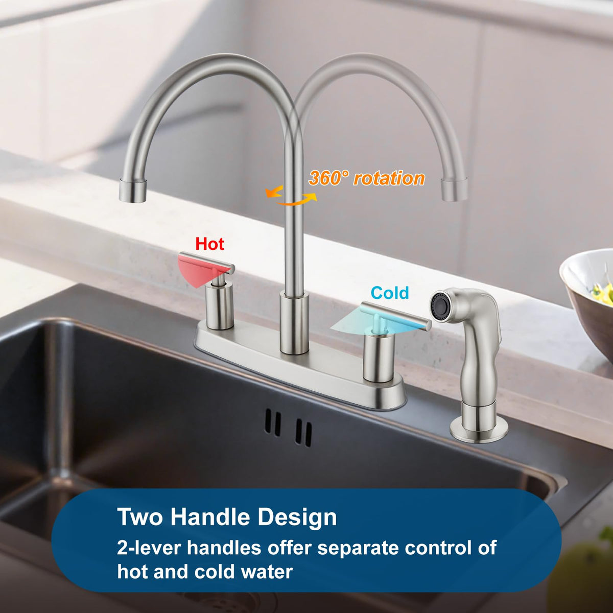 Cinwiny 8-inch installation supports 3 or 4 hole setups for flexibility