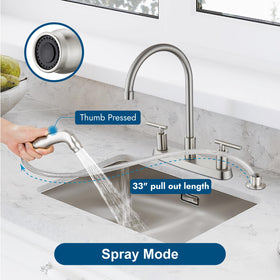 Cinwiny faucet reach of 7.28 inches helps clean across the sink