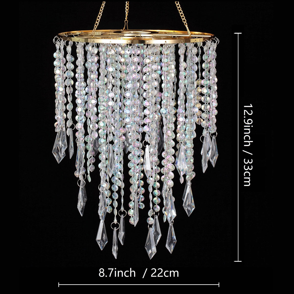 Cioceen three-tier chandelier full view with beaded design
