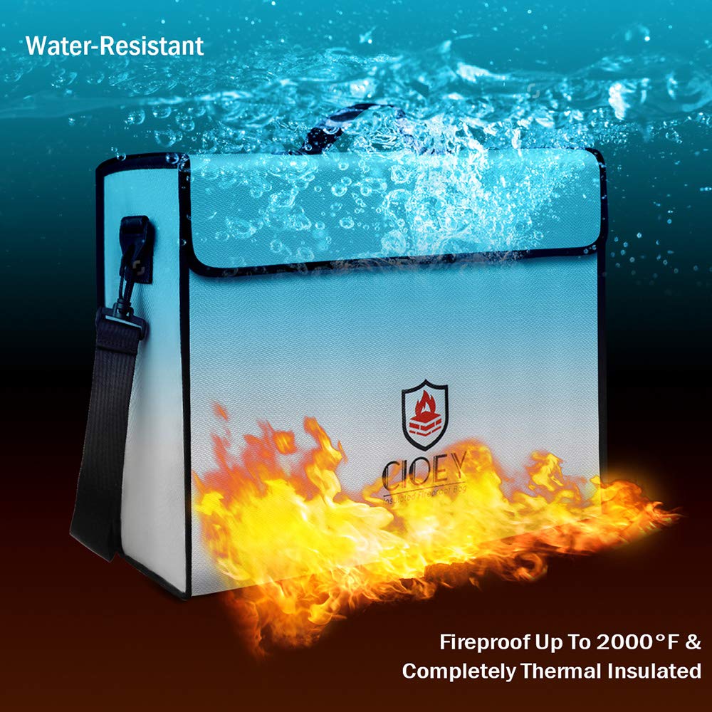 Cioey fireproof bag insulated interior shields contents during emergencies