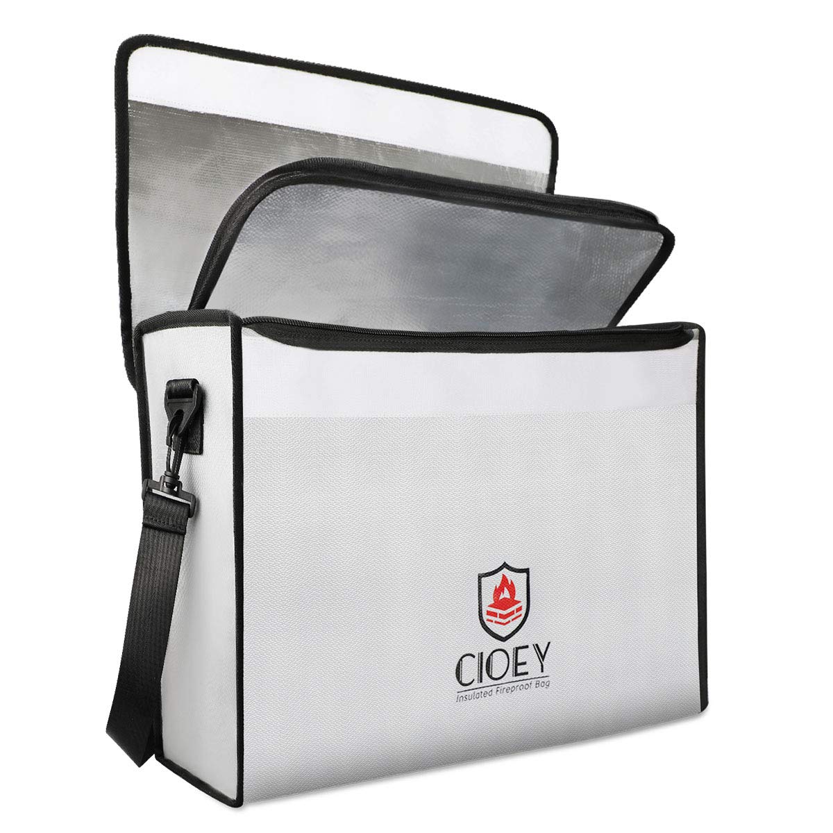 Cioey fireproof bag top view protecting documents from heat