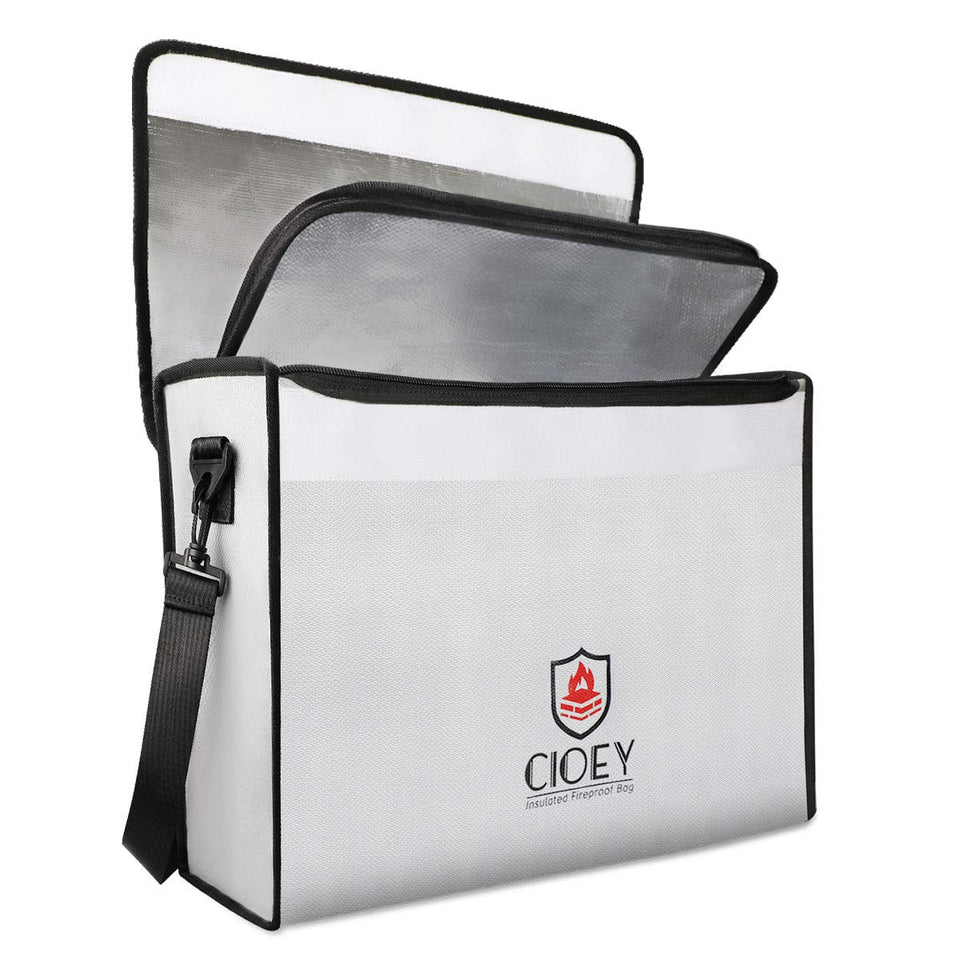 Cioey fireproof bag top view protecting documents from heat
