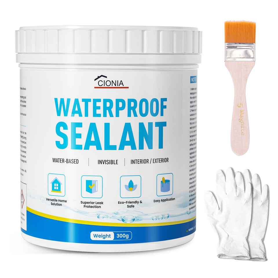 CIONIA invisible liquid waterproof adhesive bottle demonstrates durable waterproofing for repairs