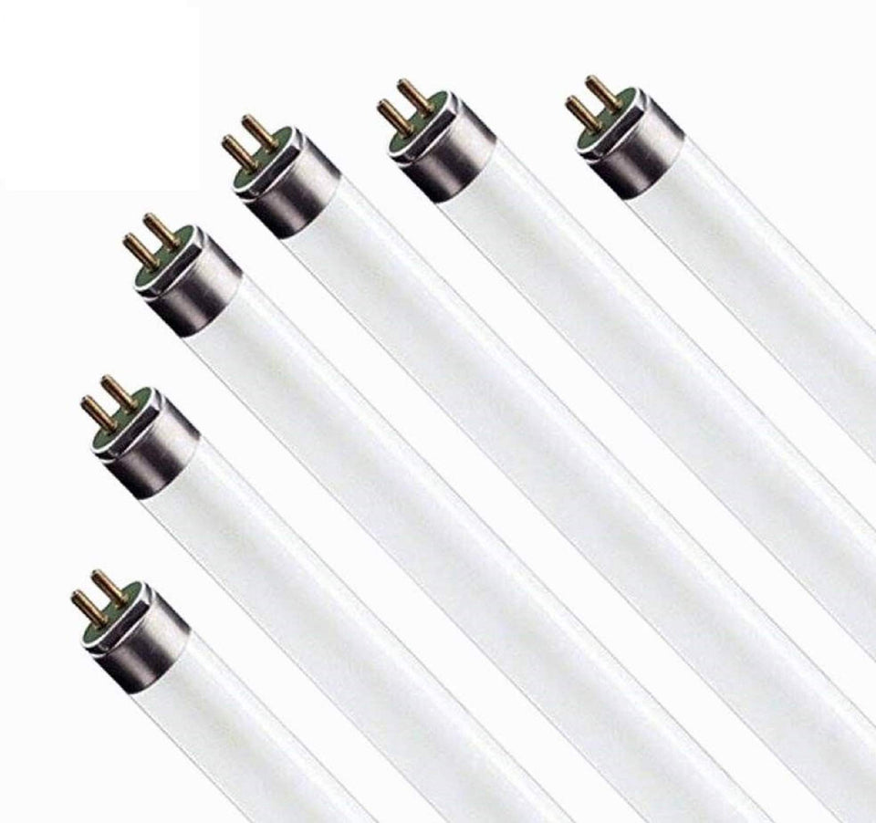 Circle 6-pack F17T8 bulb front view with warm white light for homes.