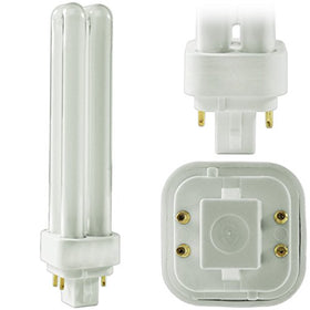 Circle PLC18W 4P CFL bulb close-up showing cool white 4100K illumination