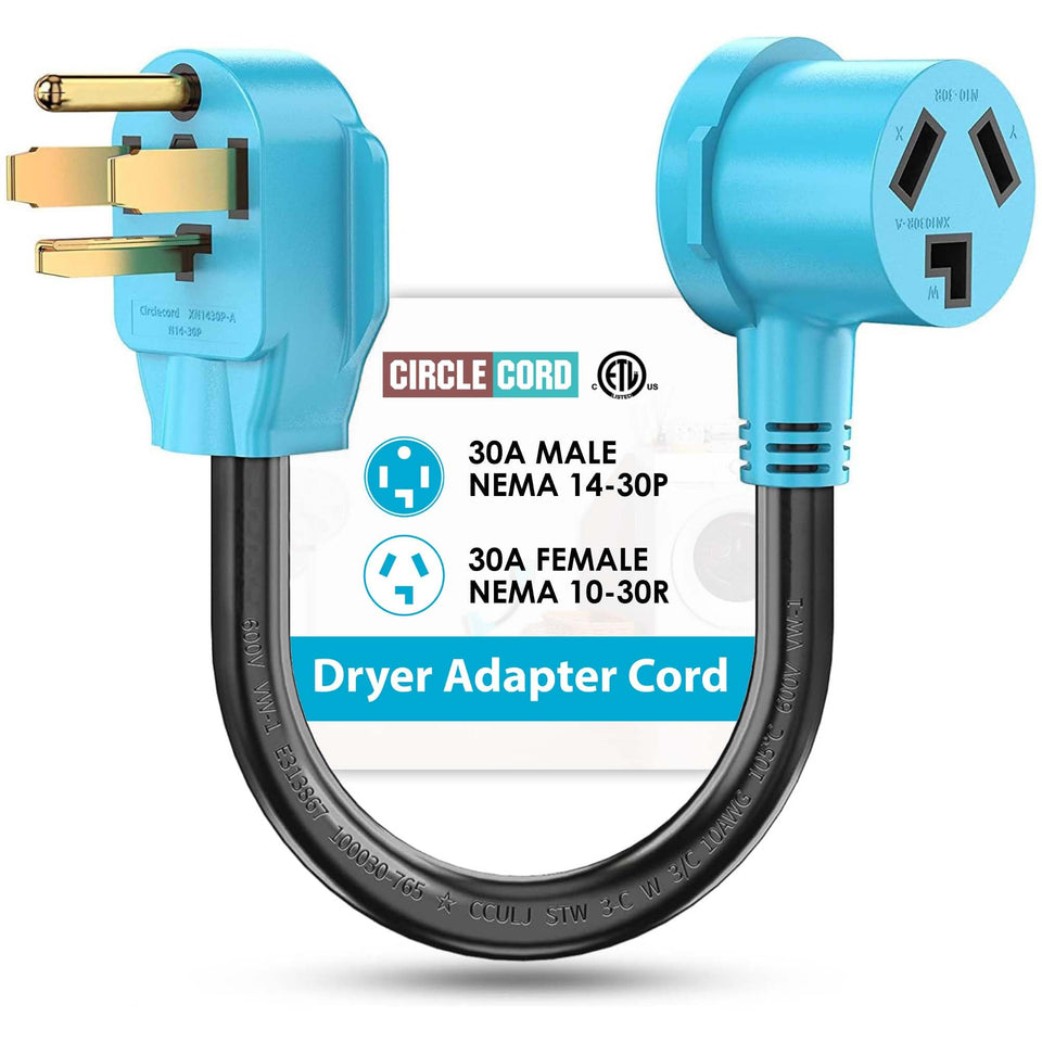 CircleCord 3P to 4P dryer adapter plug enables quick compatibility.