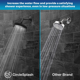 Adjustable brass ball joint on CircleSplash for flexible shower positioning.