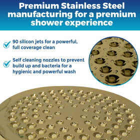 CircleSplash anti-clogging silicone nozzles resist mineral buildup for consistent performance.