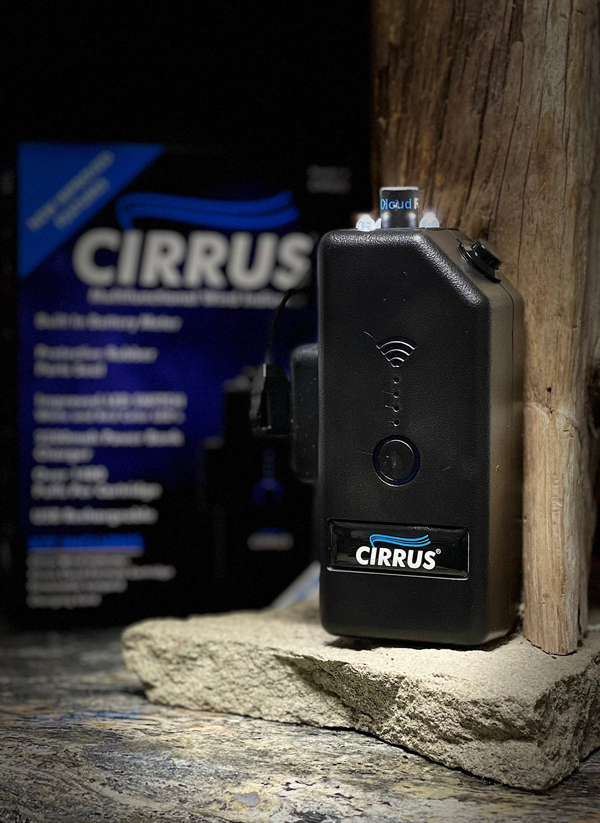Cirrus wind indicator pack contents with lanyard and USB cable.