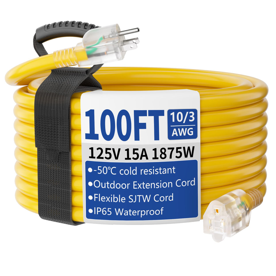 Cismorvex 100ft lighted extension cord with power indicator for easy status.