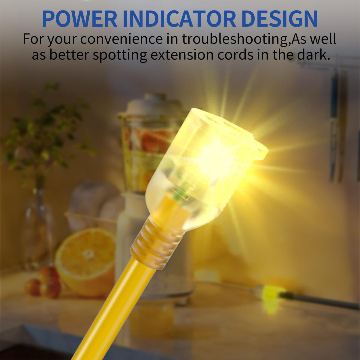 Cismorvex 50ft lighted extension cord stays flexible in cold weather.