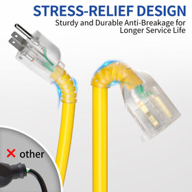 Cismorvex 50ft lighted extension cord with reinforced strain relief for long-lasting connections.
