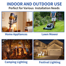 Cismorvex 50ft lighted extension cord is waterproof for all-weather reliability.