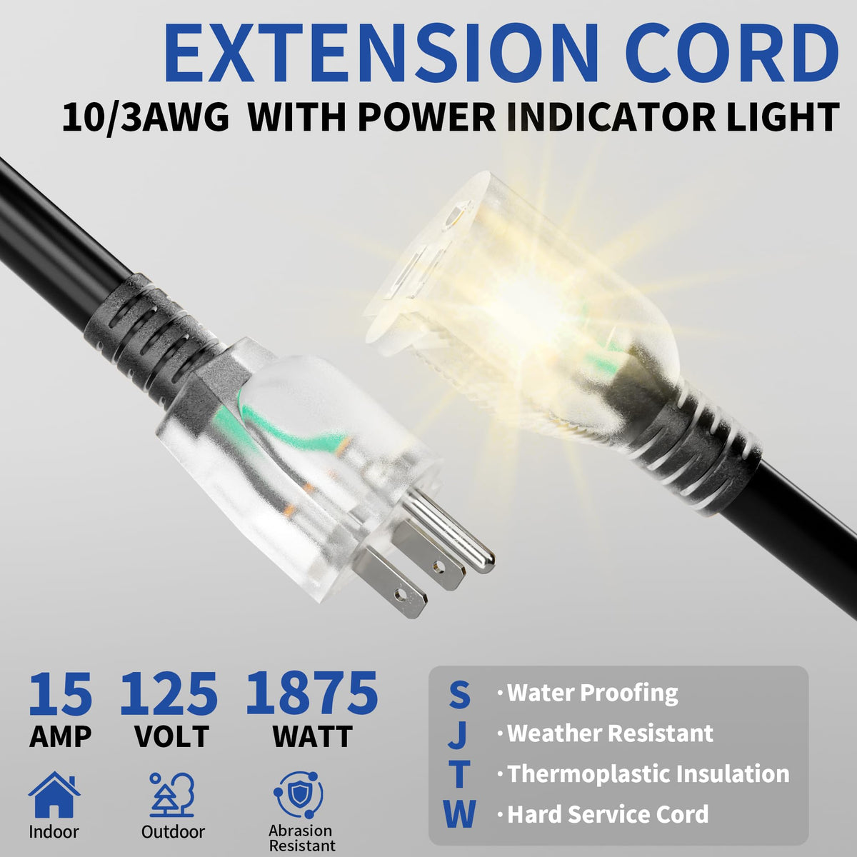 Cismorvex heavy-duty 3-prong plug for reliable indoor/outdoor power connections