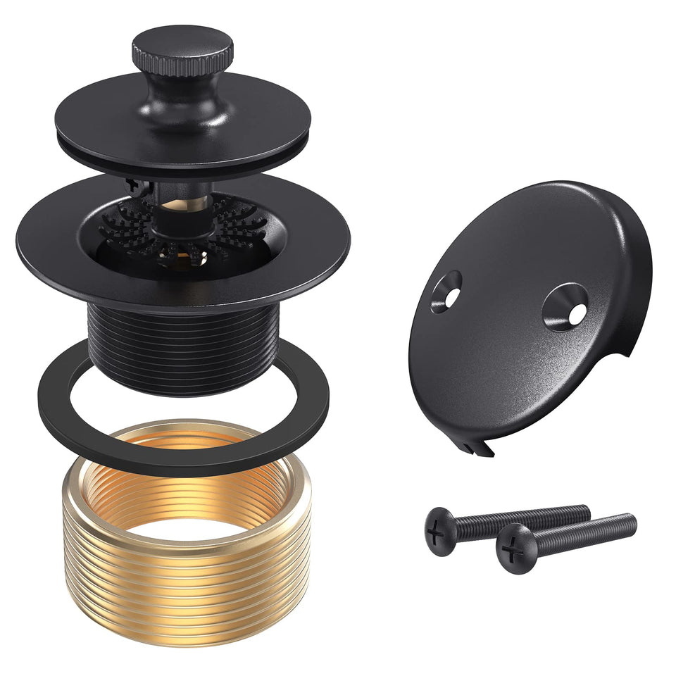Citymoor matte black tub drain with universal fit for easy installation.