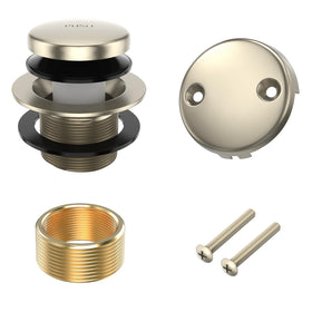 Citymoor tip-toe bathtub drain close-up, brushed nickel, easy operation