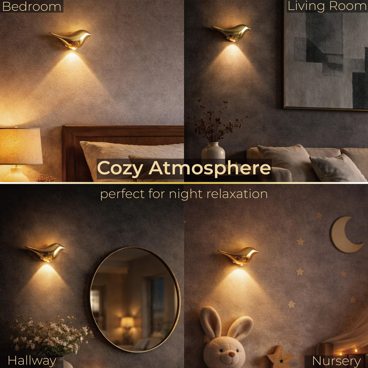 Civicia bird wall lamp design complements nursery decor and entryways.