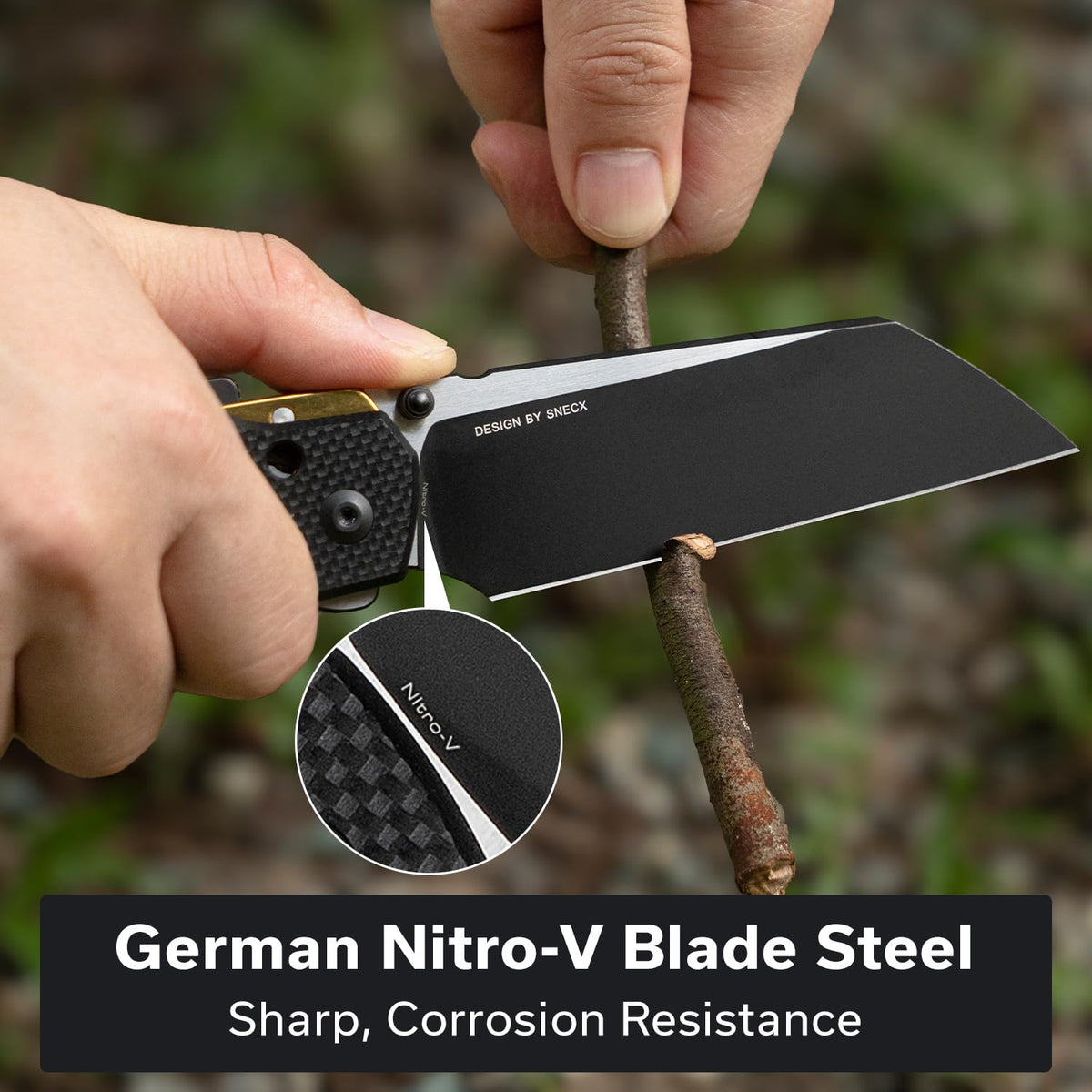 CIVIVI Buster FG ceramic ball bearing pivot enables smooth action.