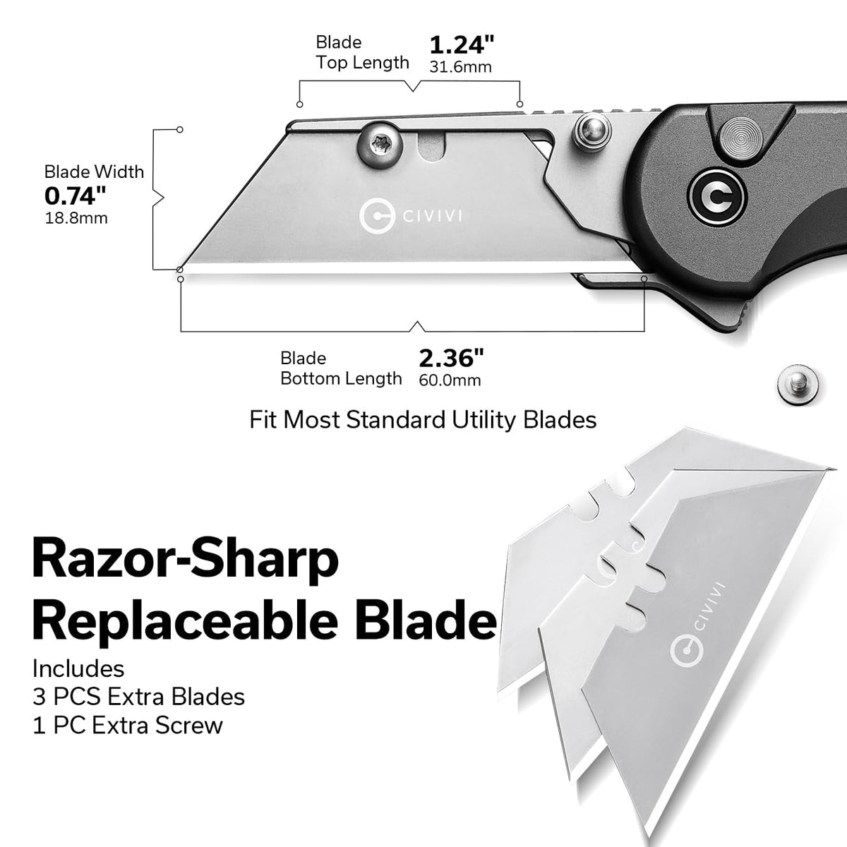 CIVIVI Elementum blade cartridge pack highlights easy blade replacement.