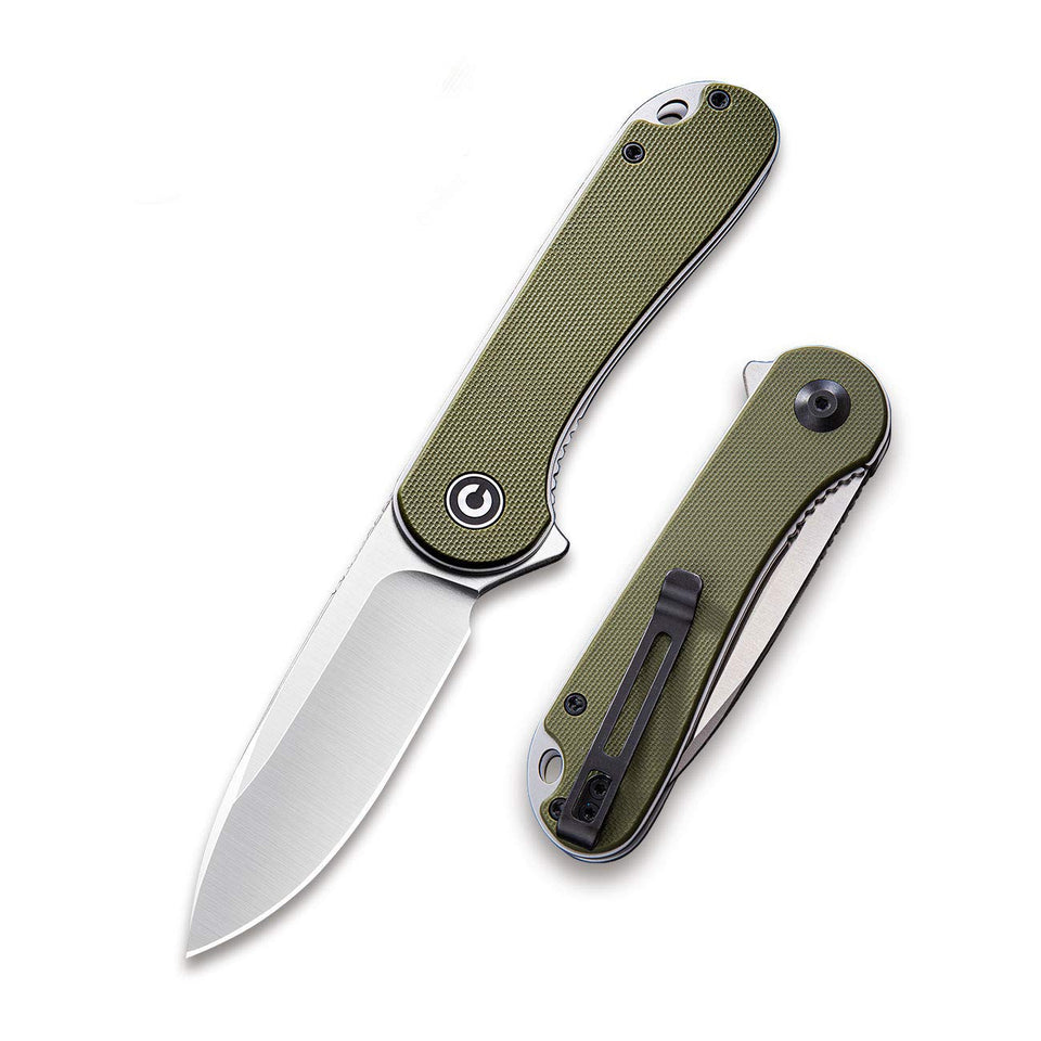 CIVIVI Elementum blade satin close-up showing sharp edge for precise cuts.