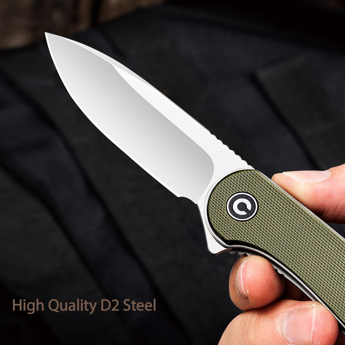 CIVIVI Elementum flipper deployment with ceramic bearings for smooth action.