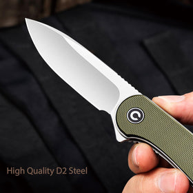 CIVIVI Elementum flipper deployment with ceramic bearings for smooth action.