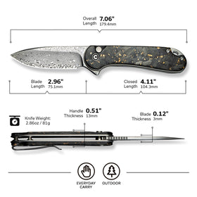 CIVIVI Elementum II button lock keeps the blade secure.