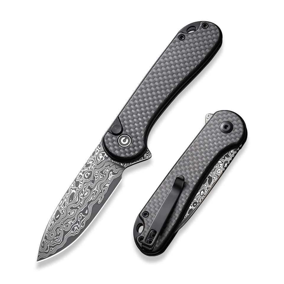 CIVIVI Elementum II damascus-blade in action for precise daily tasks.