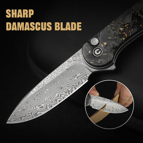 CIVIVI Elementum II ergonomic grip with shredded carbon fiber for comfort.