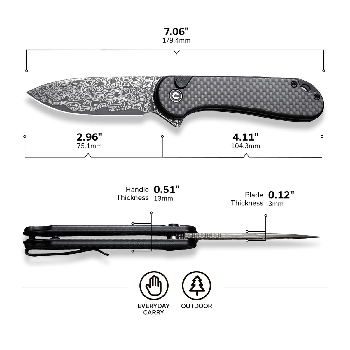 CIVIVI Elementum II slim-profile design fits in any pocket.