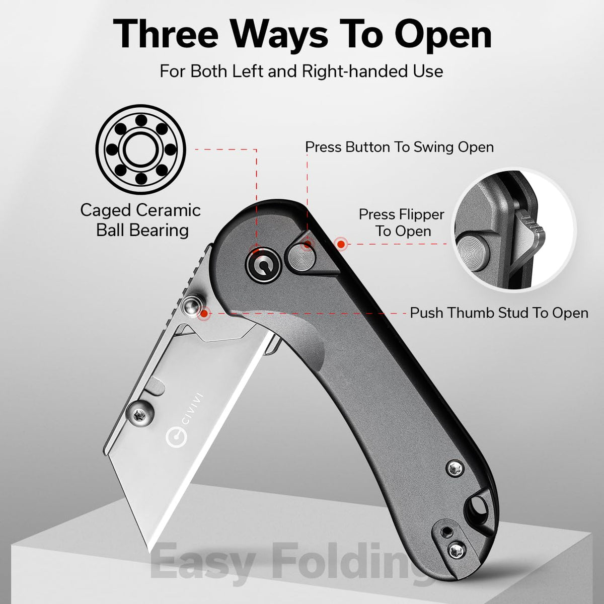 CIVIVI Elementum stainless blade holder ensures secure blade locking.