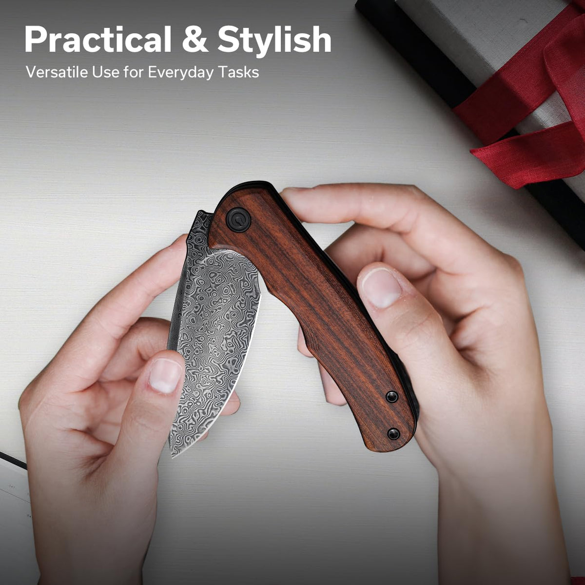 CIVIVI folding knife closed-length in pocket with deep carry clip
