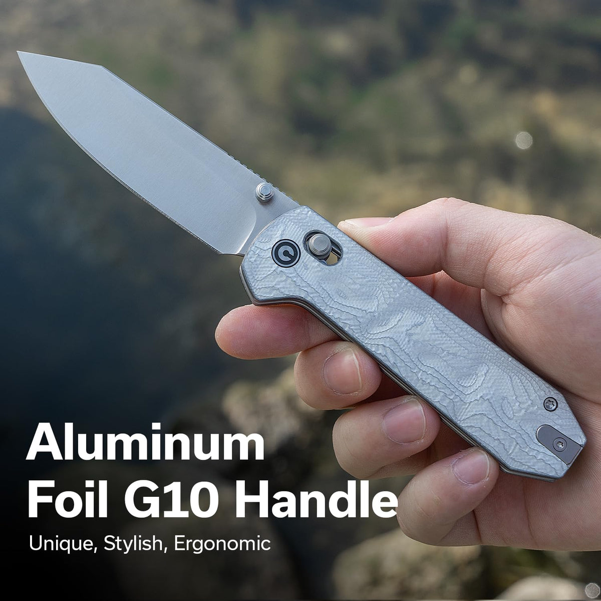 CIVIVI Over Yonder open knife in hand, comfortable control.