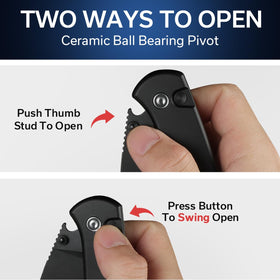 CIVIVI two-way opening knife with button lock and thumb stud for versatile use