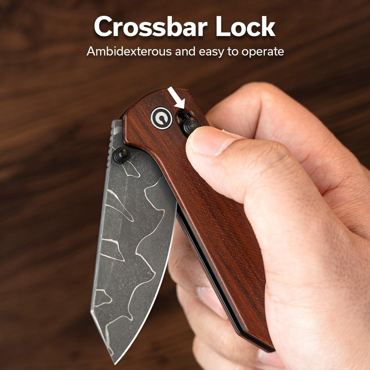 Slim, lightweight CIVIVI Yonder knife with a textured G10 handle for control.