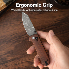 CIVIVI Yonder opened blade in use demonstrates smooth, controlled action.