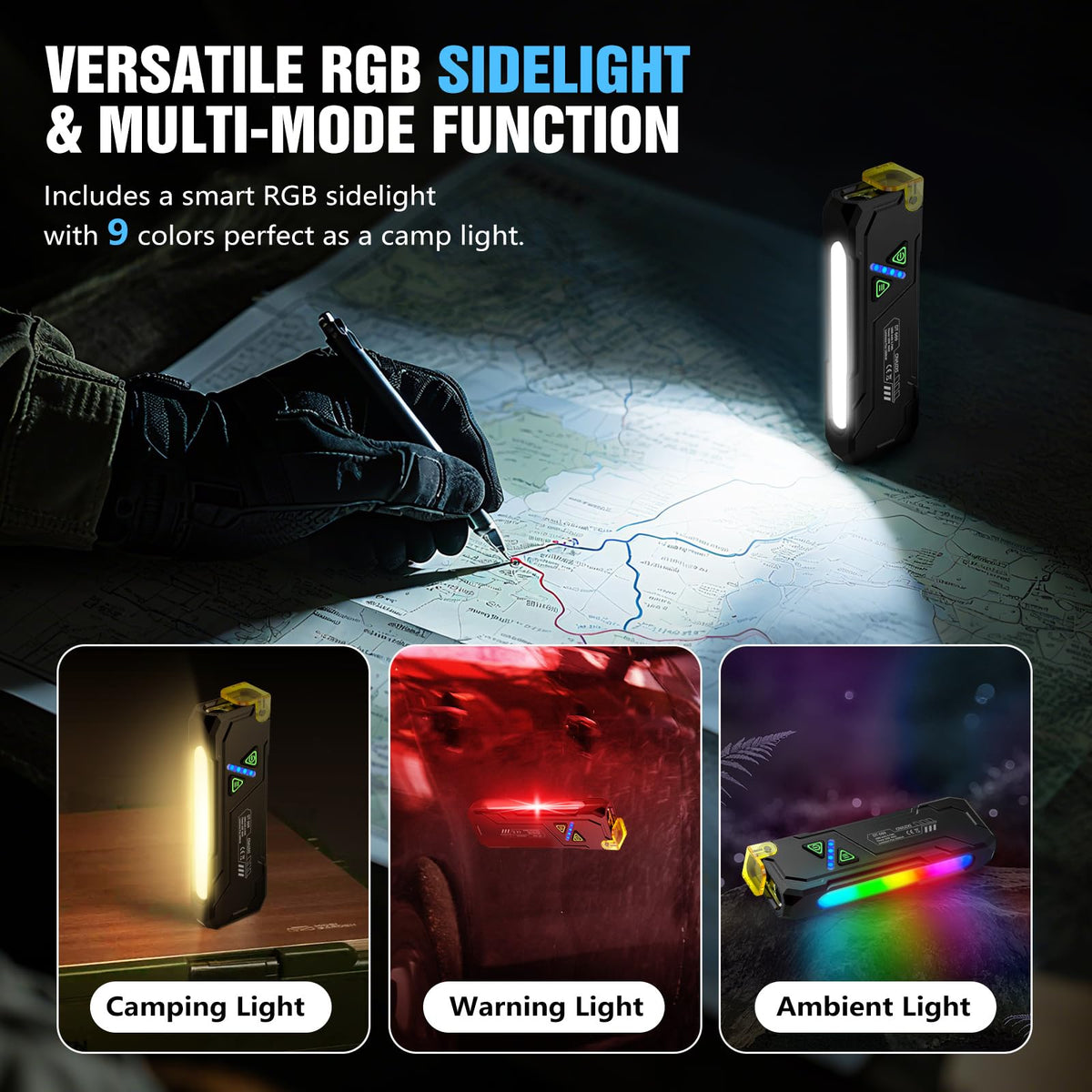 CIWUZXS EDC flashlight reveals stains with 365nm UV light for detection.
