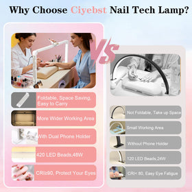 Ciyebst Nail Tech Lamp brightness control enables customized warmth and cool lighting.
