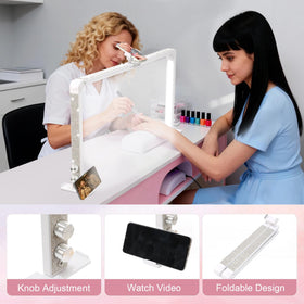 Ciyebst Nail Tech Lamp highlights its U-shape design for an expansive workspace.