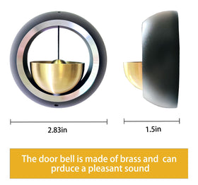 Cizenal brass door chime mounted on glass door creates subtle, inviting entry sounds.