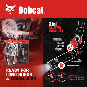 CJ TECH Bobcat neck light with magnetic base attaches to metal surfaces for hands-free work