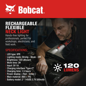 CJ TECH Bobcat neck light features three modes for adaptable lighting at any task