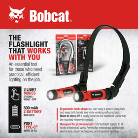 CJ TECH Bobcat neck light charges quickly via Type-C, powered by two 500mAh cells