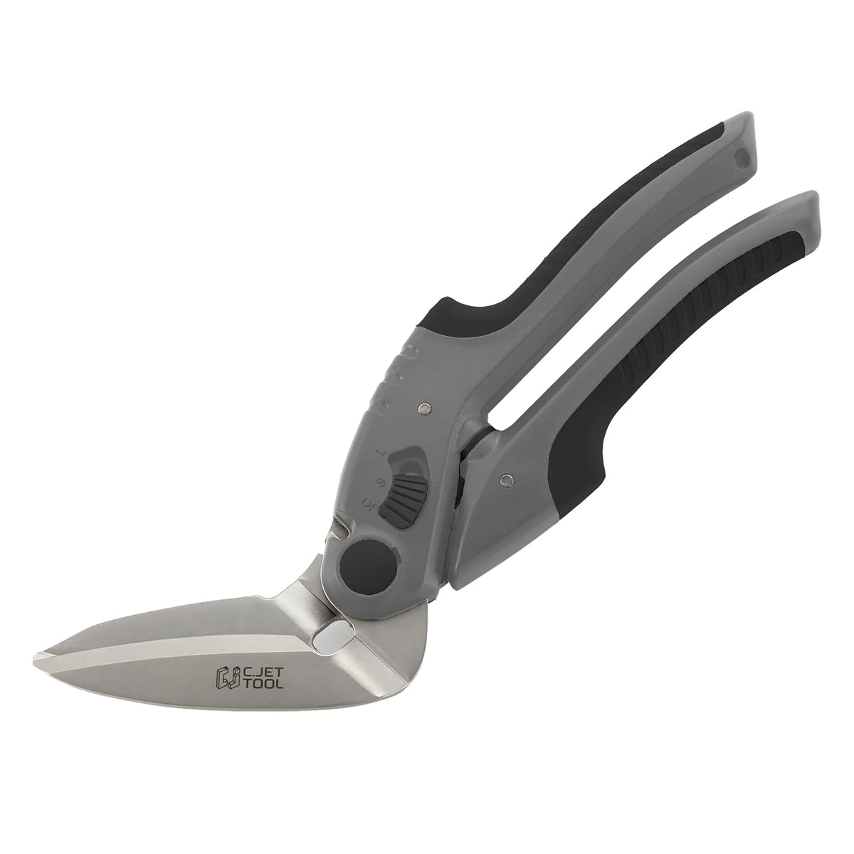 C.JET TOOL 10 heavy-duty scissors blade close-up highlights durability for precise cuts.