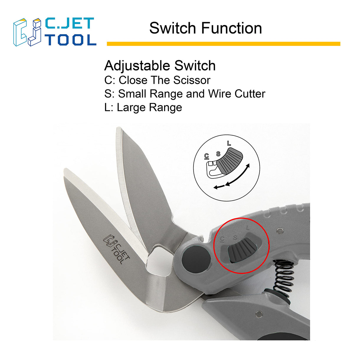 C.JET TOOL 10 pruning and gardening use illustrates multipurpose functionality.