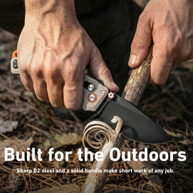 CJRB DoubleTap G10 handle provides a secure, comfortable grip for outdoor use.
